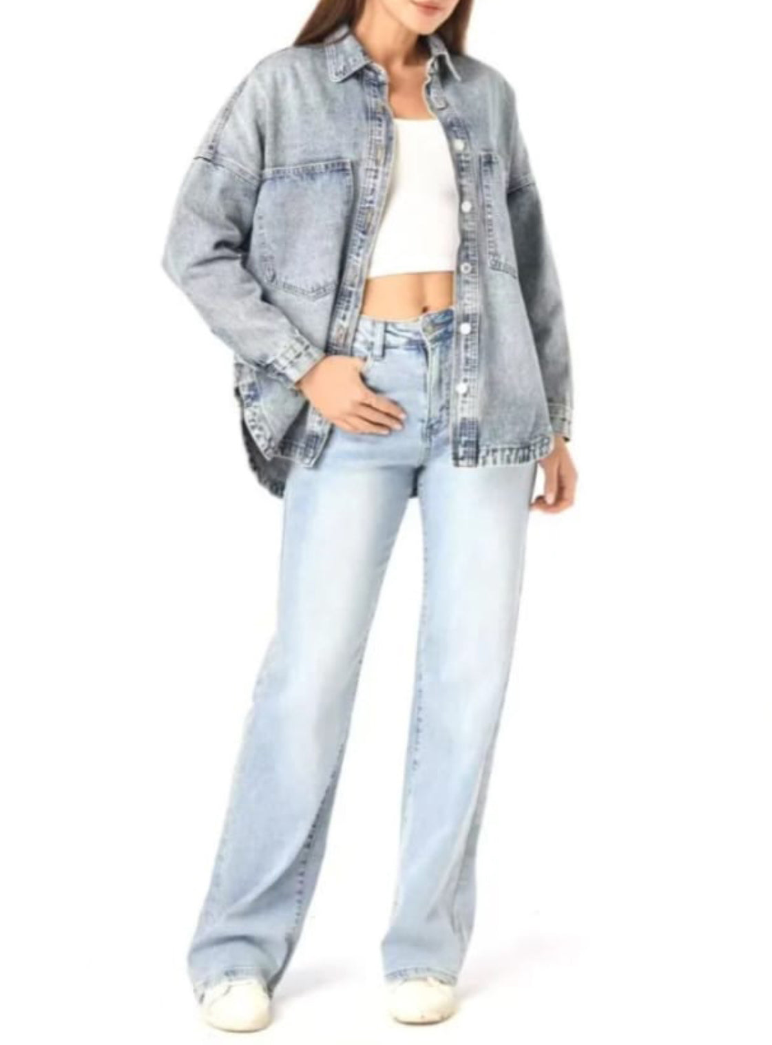 Acid Wash Denim Oversized Jacket
